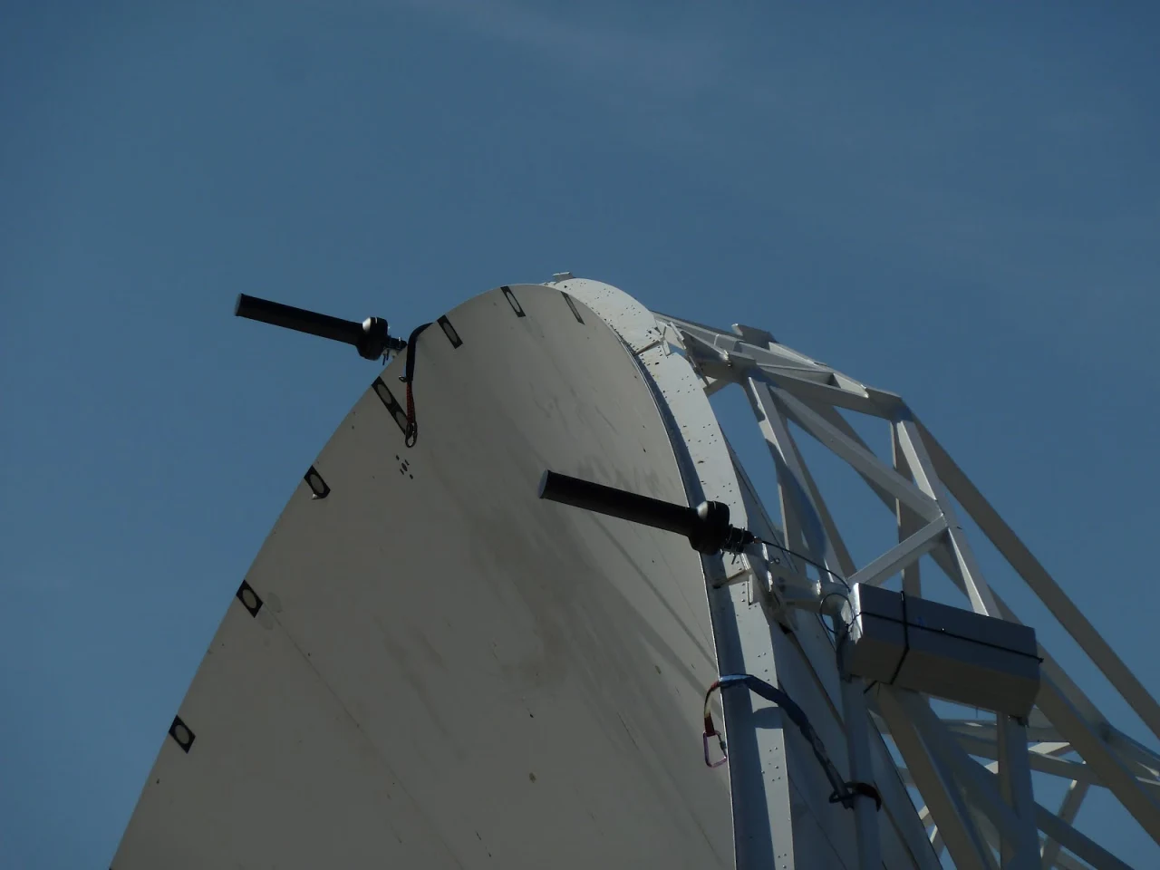 Two of the eight small radio-frequency sensors that comprise the SARAS system (Photo: ESA/Isdefe)