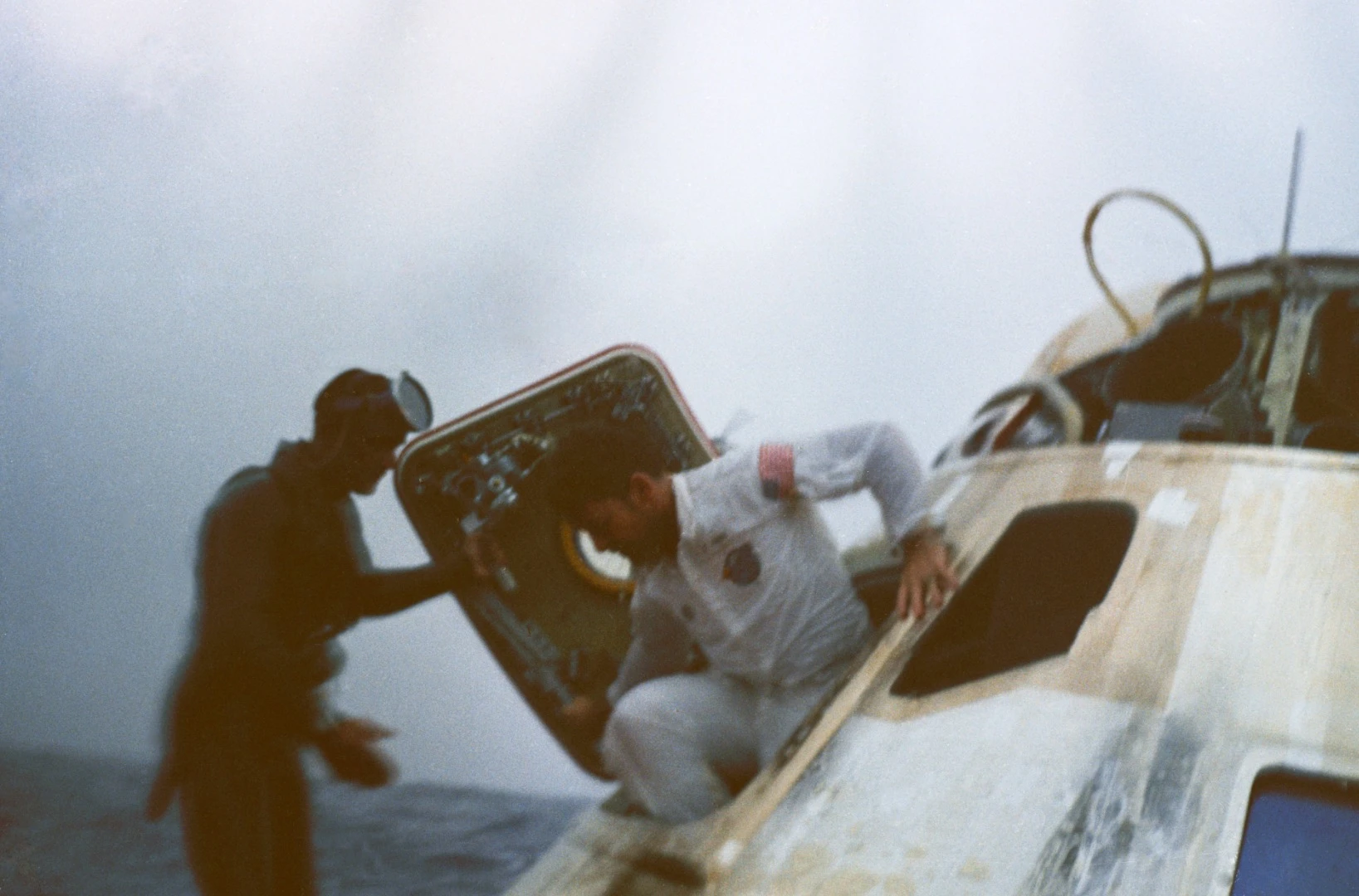 The crew of Apollo 7 being recoverd
