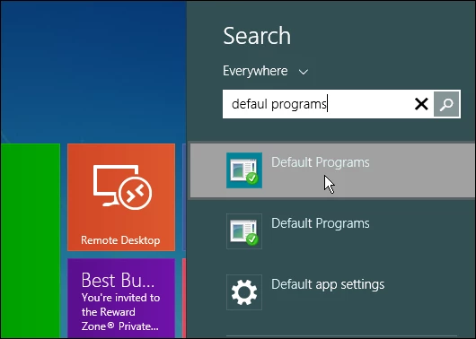 Search Windows 8 or 8.1 for default programs, or you can also find it in Control Panel