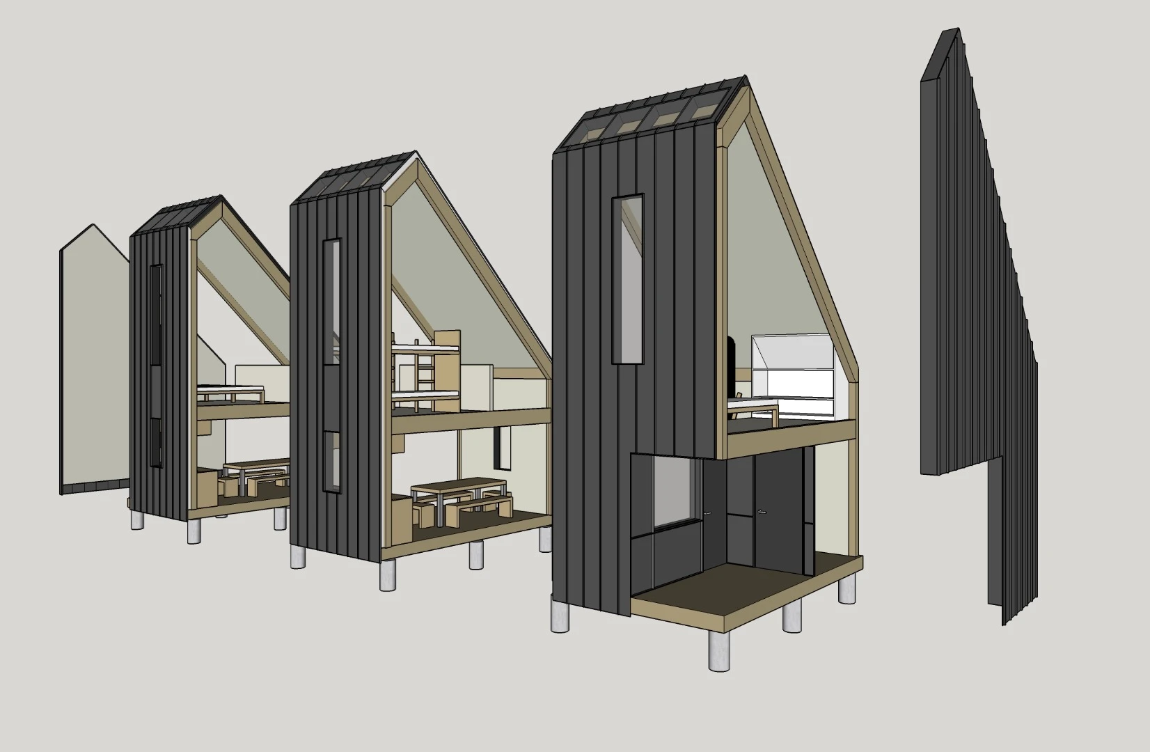 The cabins will be modular and able to be extended in size