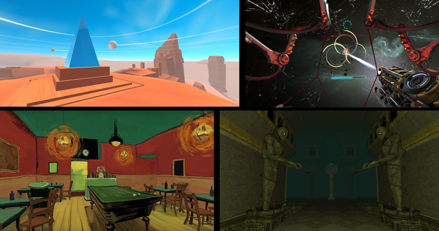Clockwise, from top left: Land's End, Eve Gunjack, Dreadhalls, The Night Cafe