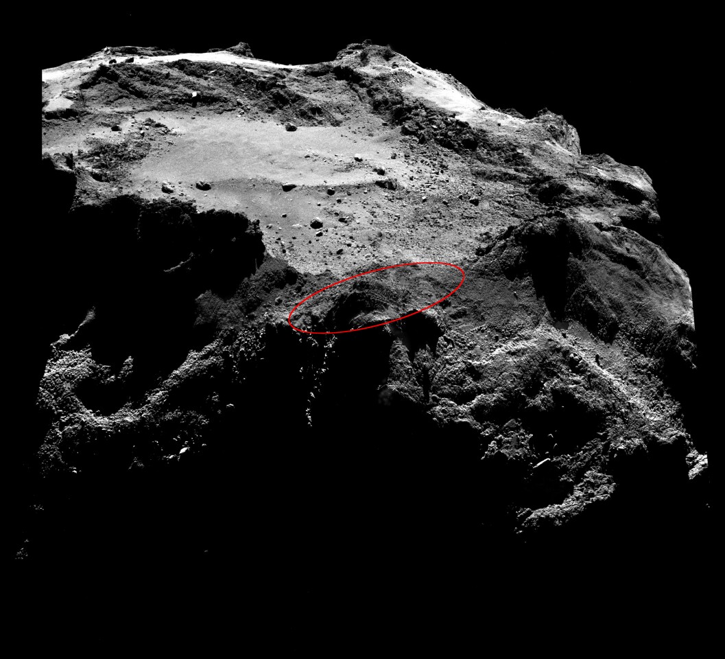 Lander search area (Image: ESA/Rosetta/MPS for OSIRIS Team MPS/UPD/LAM/IAA/SSO/INTA/UPM/DASP/IDA)