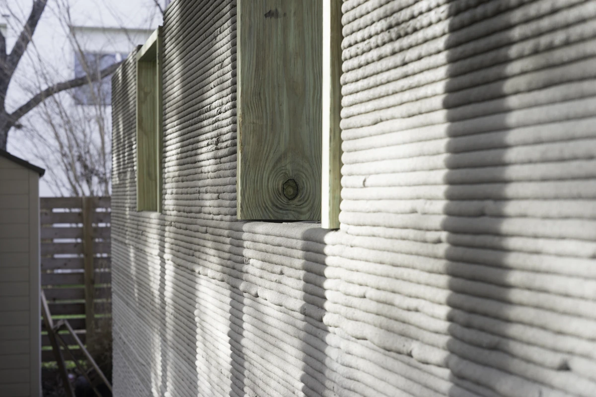 Construction shot of the 3D-printed home