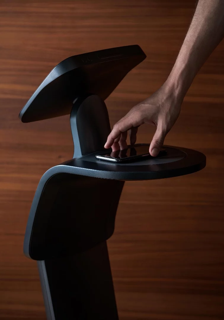 Temi has a handy shelf for your mobile device