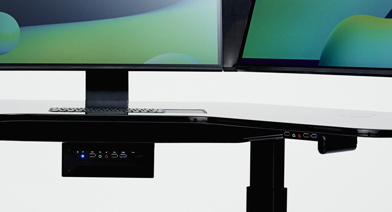 All the ports are neatly tucked away underneath the SmartDesk