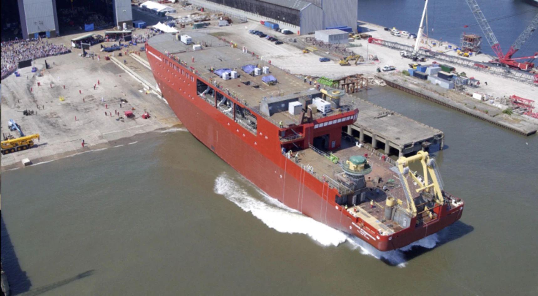 Royal Research Ship (RRS) hitting the water