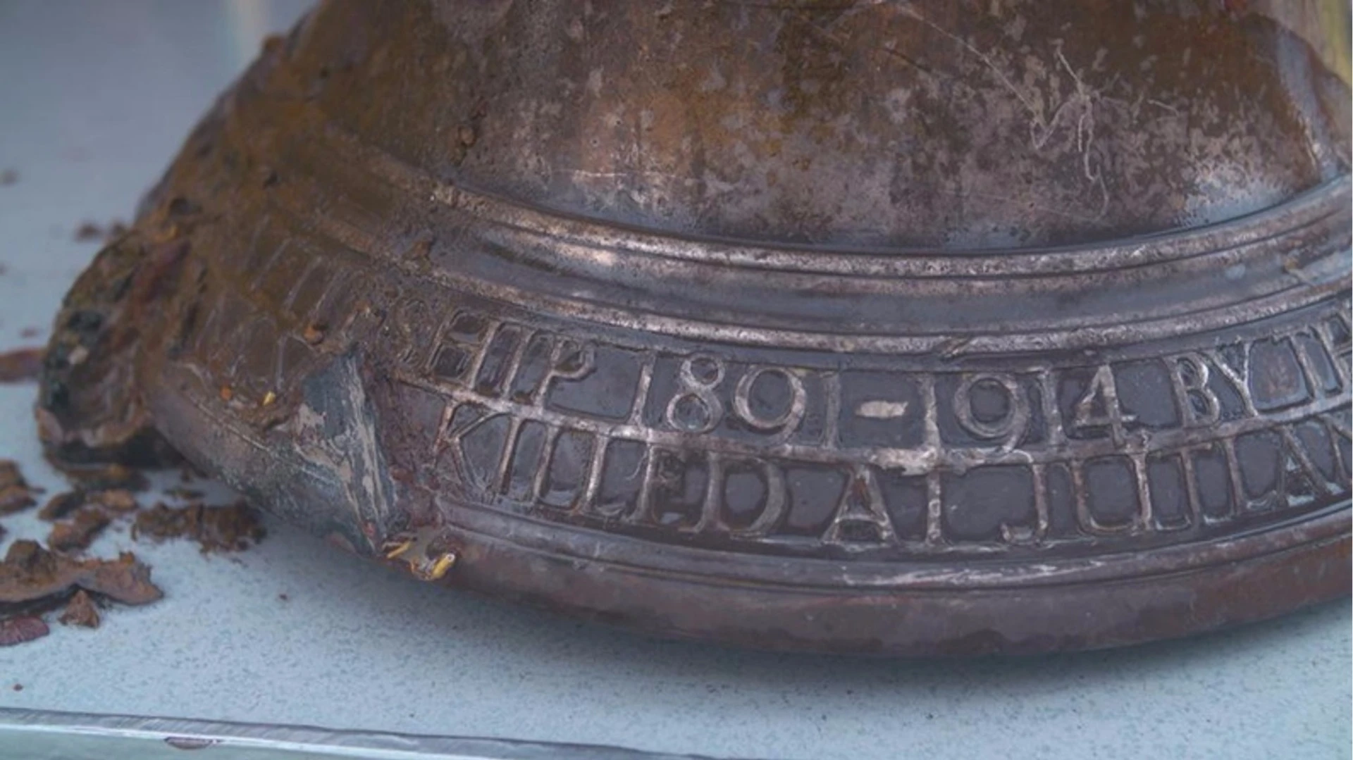 Inscriptions on the recovered bell of HMS Hood