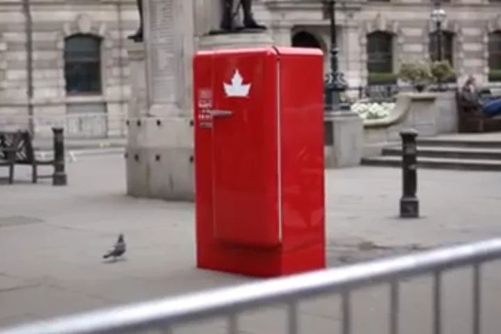 Rethink set up red fridges around Europe that only Canadian passports would open