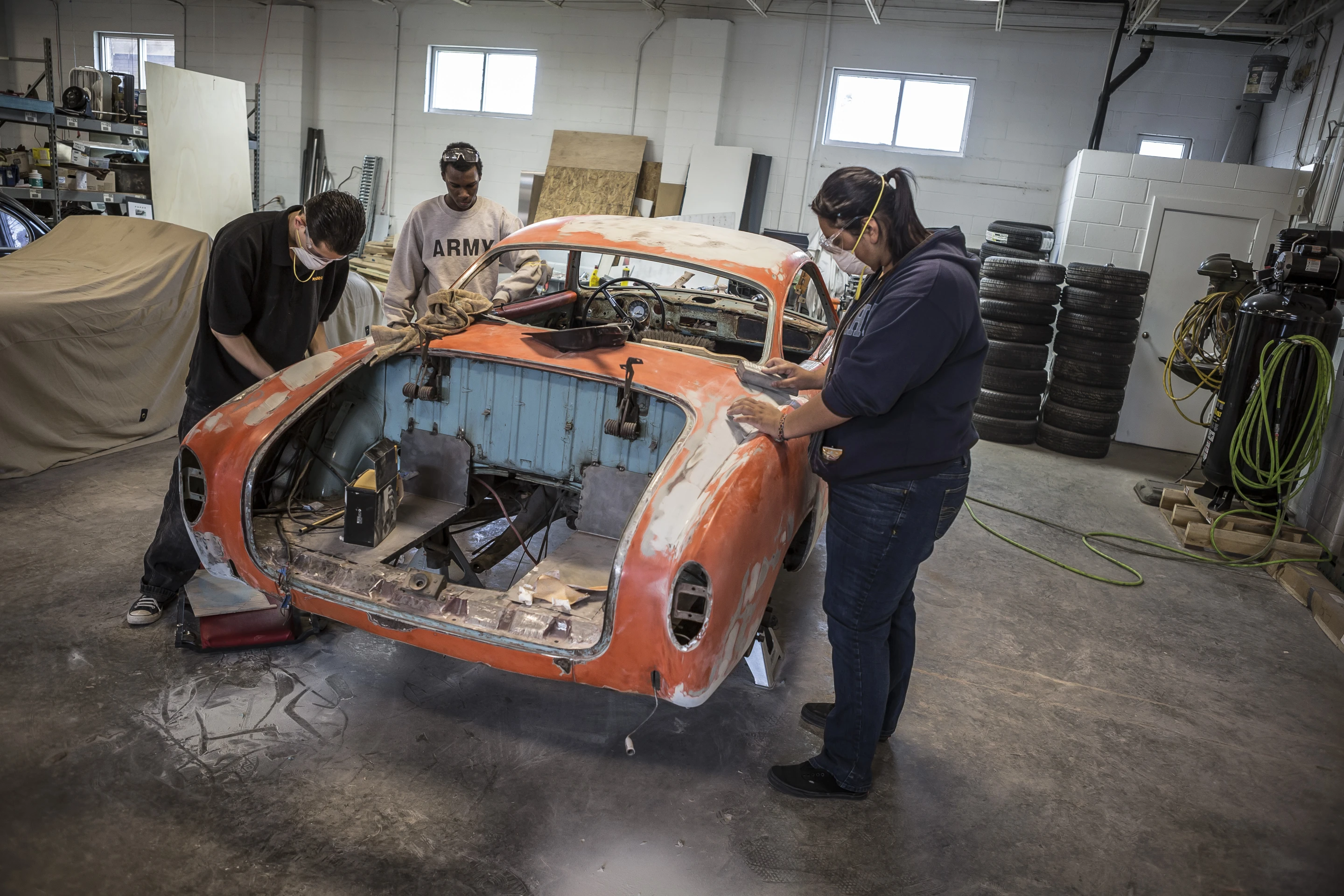 Stripping, cleaning up and reshaping the Ghia's bodywork
