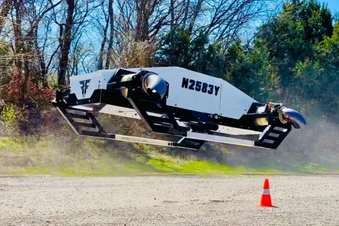 The AB6 JetQuad in flight