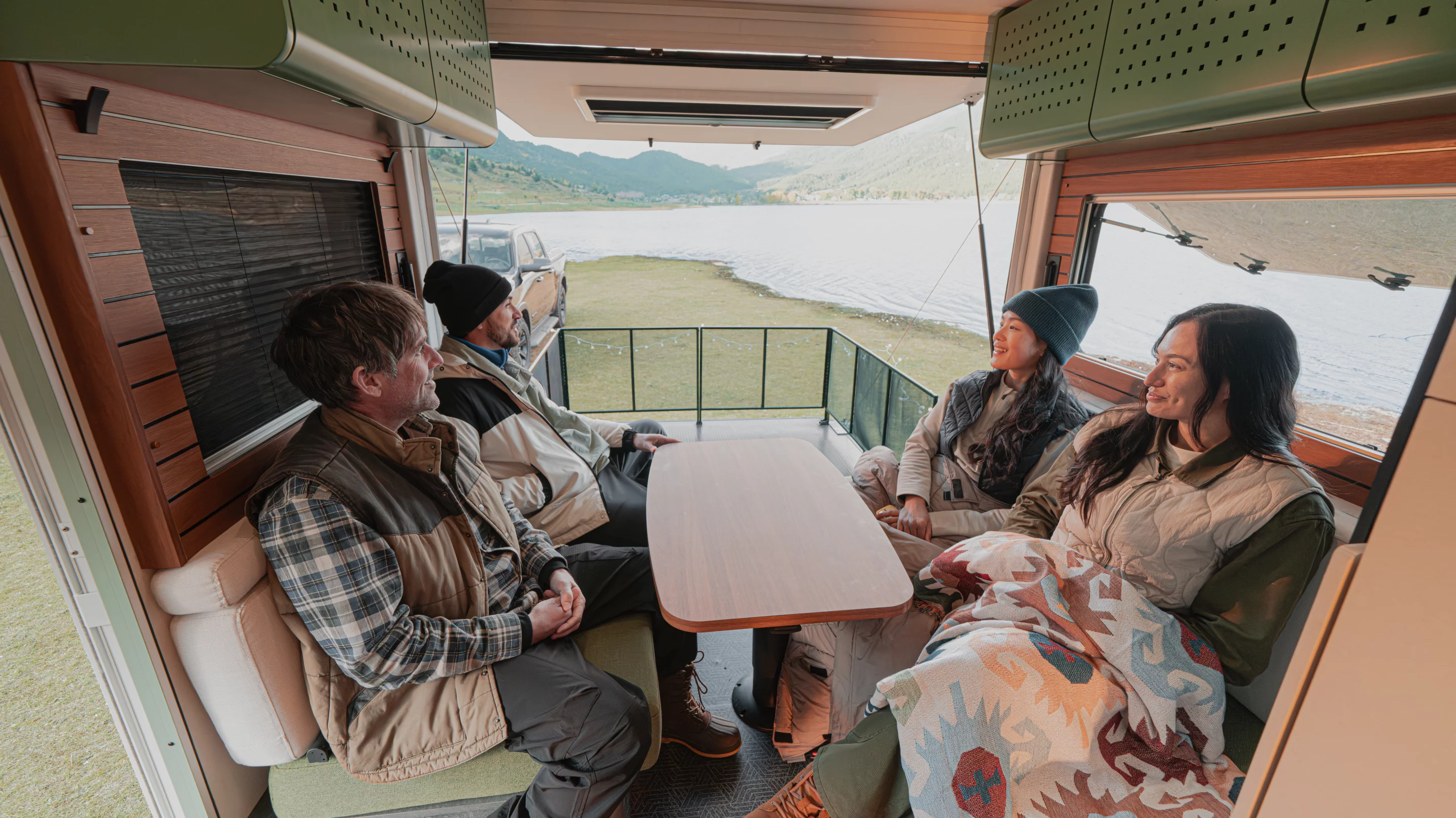 Enjoying the views and fresh air of the optional dual-tailgate terrace layout