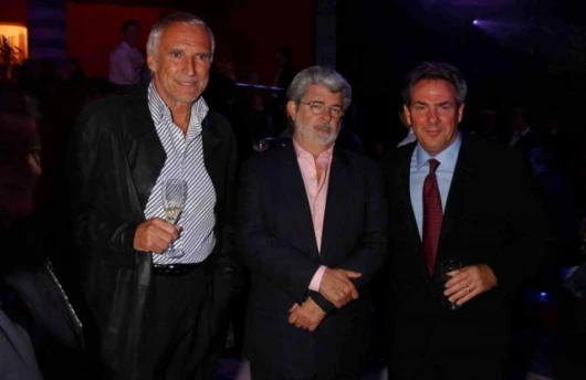 Red Bull owner Dietrich Mateschitz (AUT) with Star Wards creator George Lucas (USA) and producer Rick McAllam (USA). Star Wars Party, Monte Carlo, Monaco, 20 May 2005