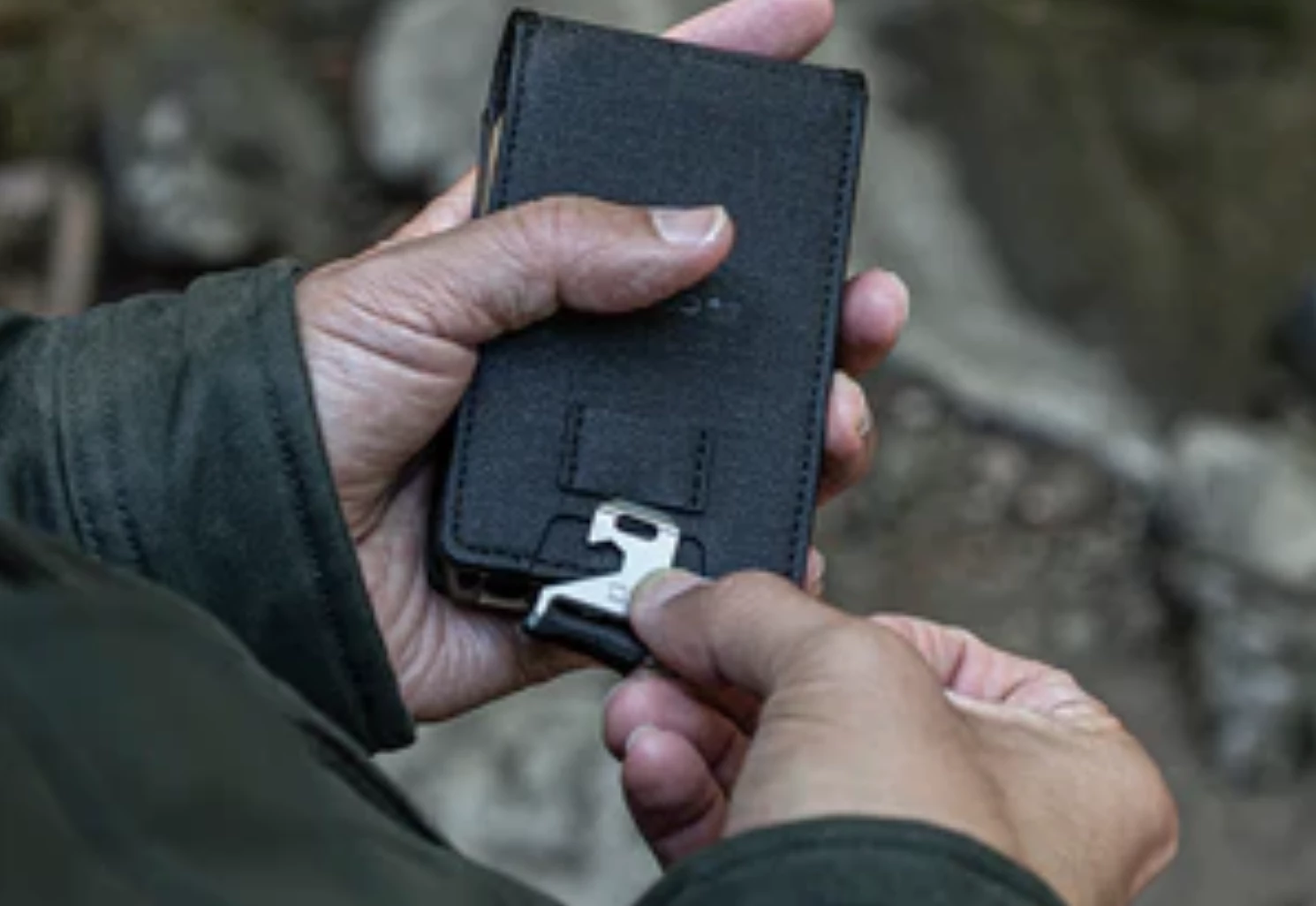 The MT01 Clasp doubles as a multitool and locking mechanism for the A10 Spec-Ops wallet