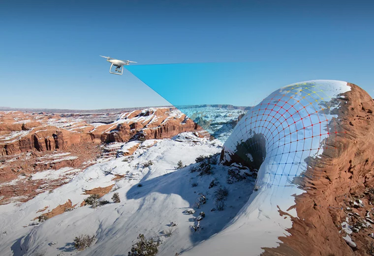 DJI Phantom 4: The obstacle sensing system constantly scans what's in front of the drone and automatically initiates avaoidance maneuvers