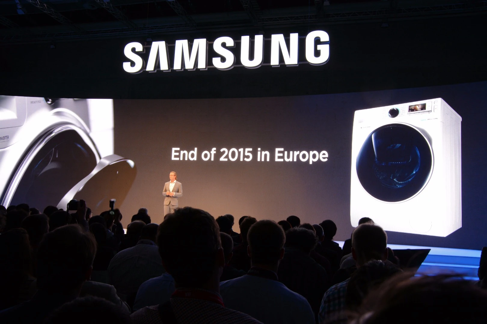 Samsung's Dan Harvie reveals that the AddWash machine will be released in Europe by the end of 2015