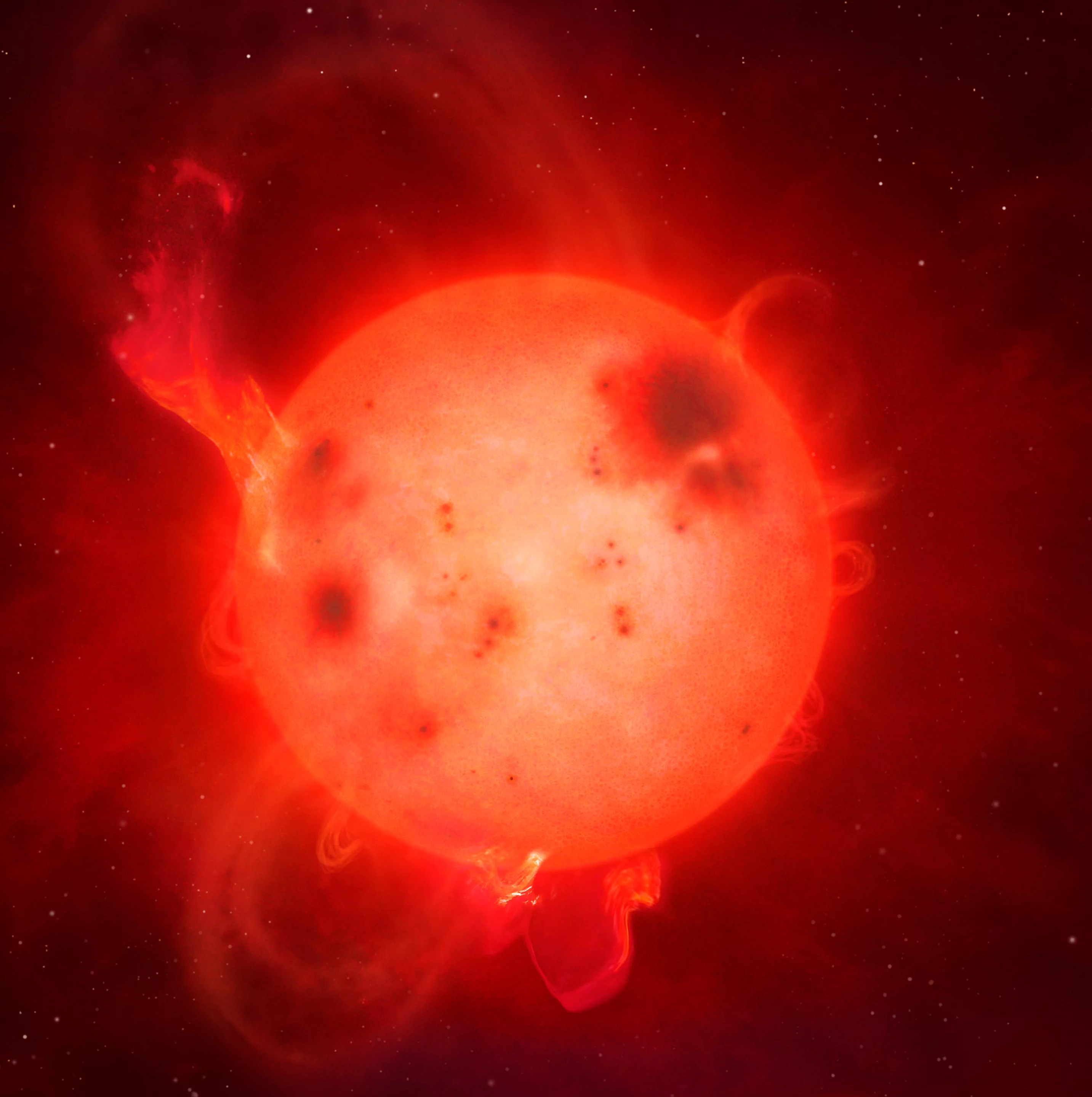 Artist's impression of a superflare on an L dwarf star