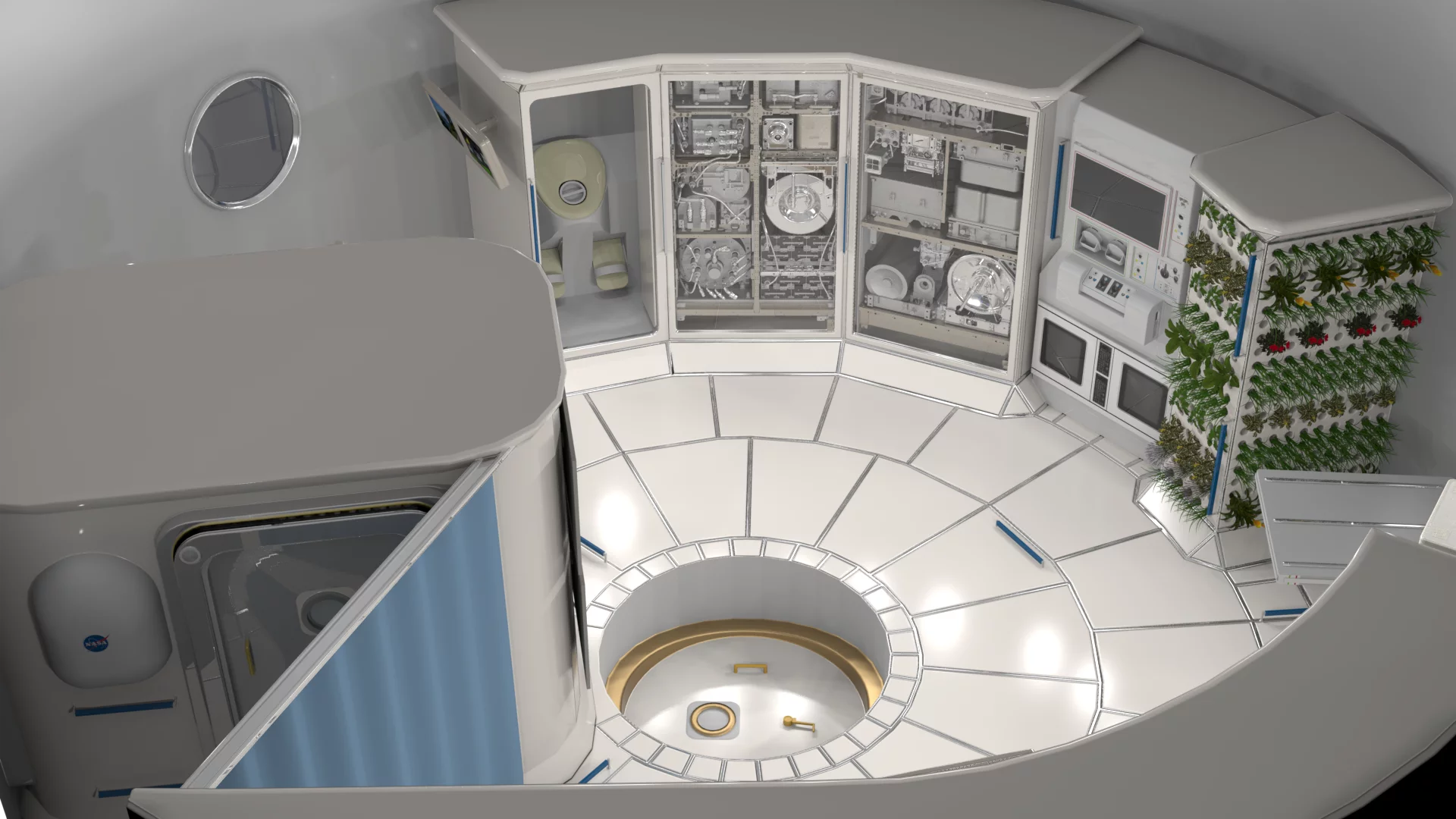 Concept image of the interior of a deep space habitat