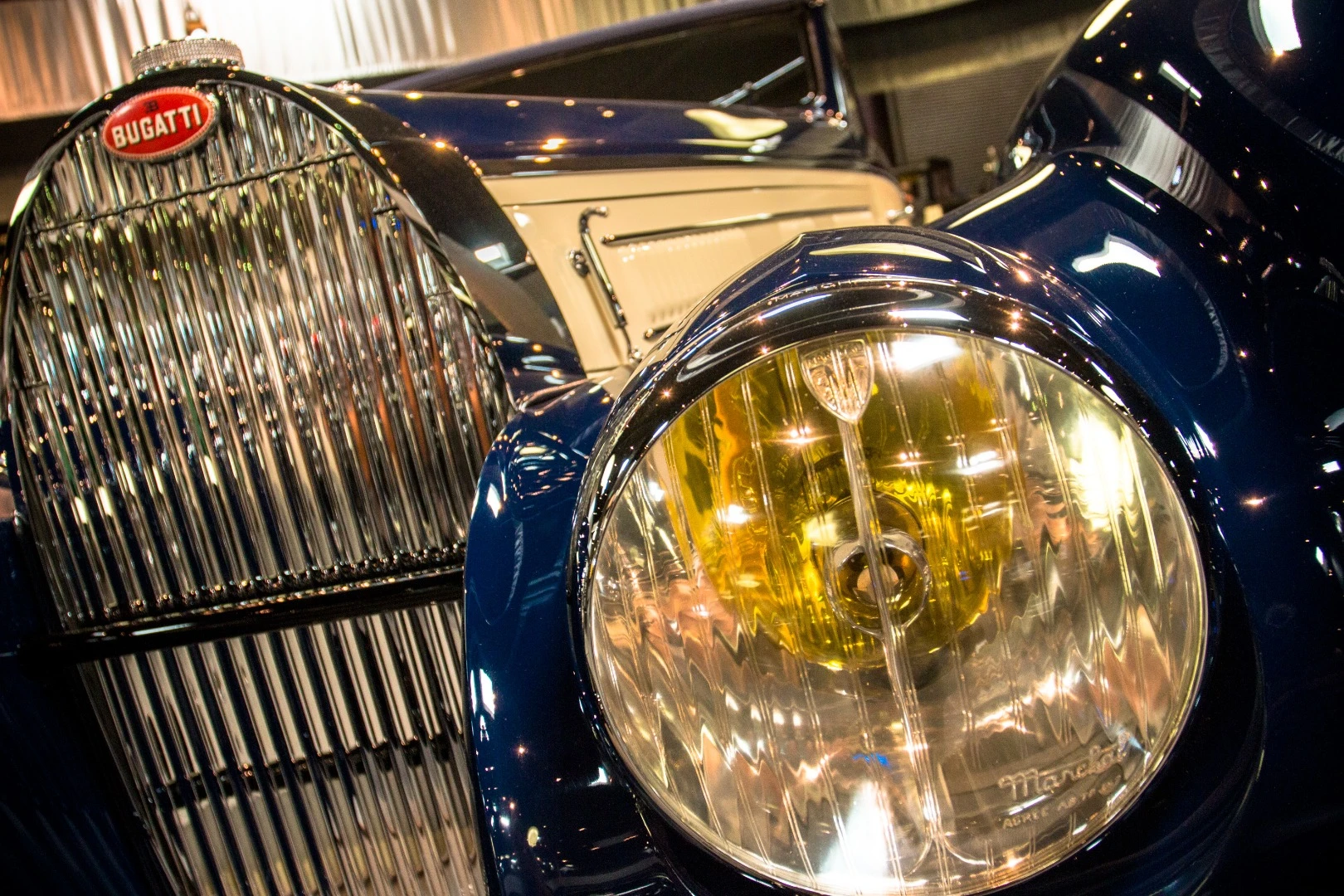 1939 Bugatti Type 57C Aravis: its huge grille conceals a 3,257 cc, supercharged inline eight-cylinder engine producing 170 horsepower at 5,000 rpm