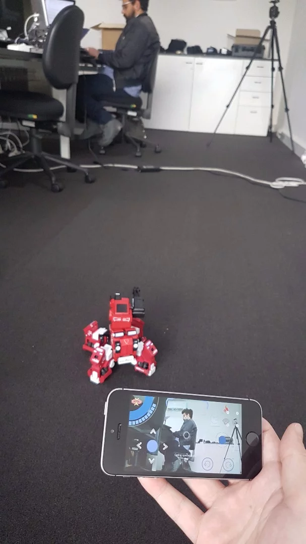 Everything the Geio robot sees through its onboard camera will show up on your phone screen in real time