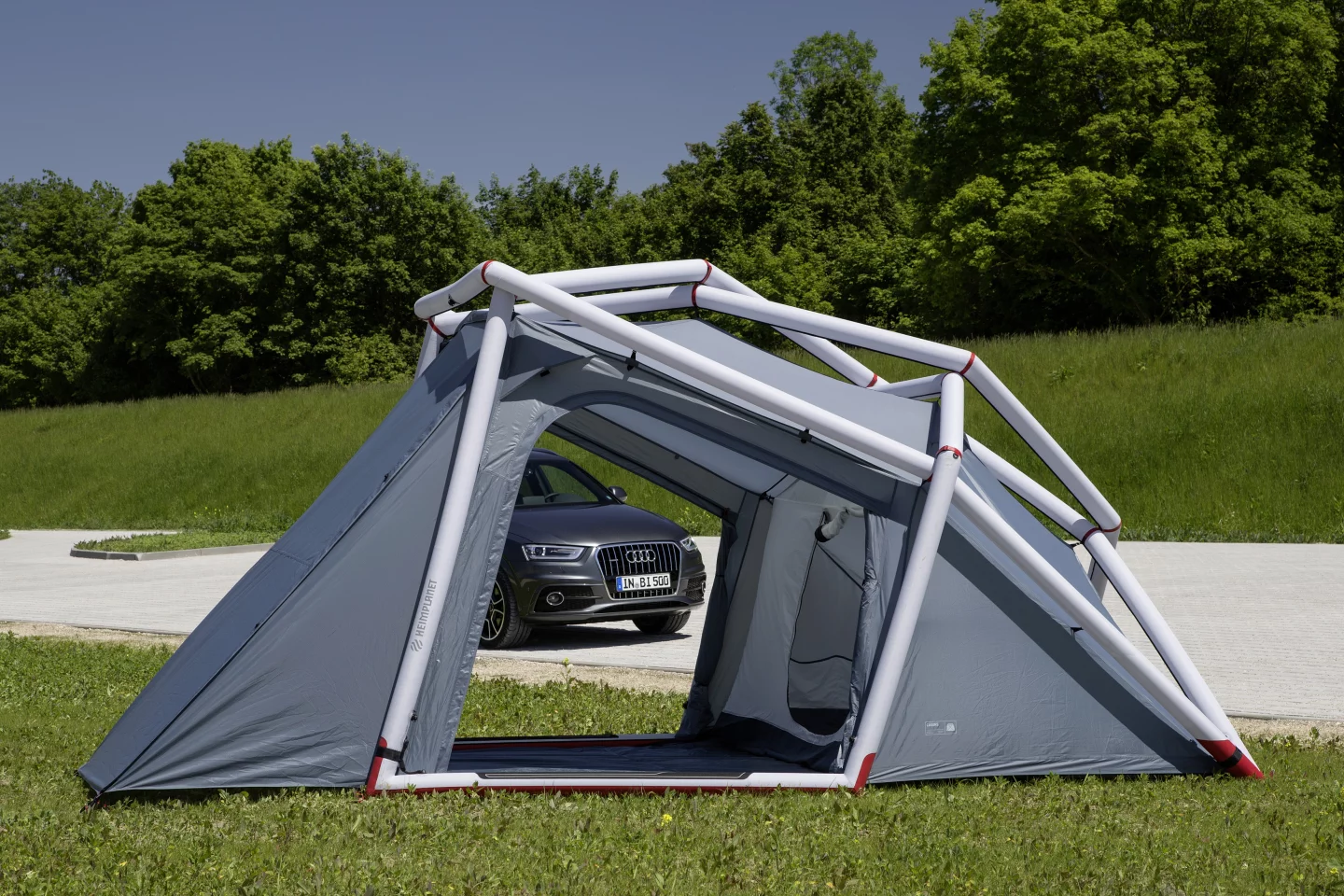 The tent can be attached to the car or set up separately
