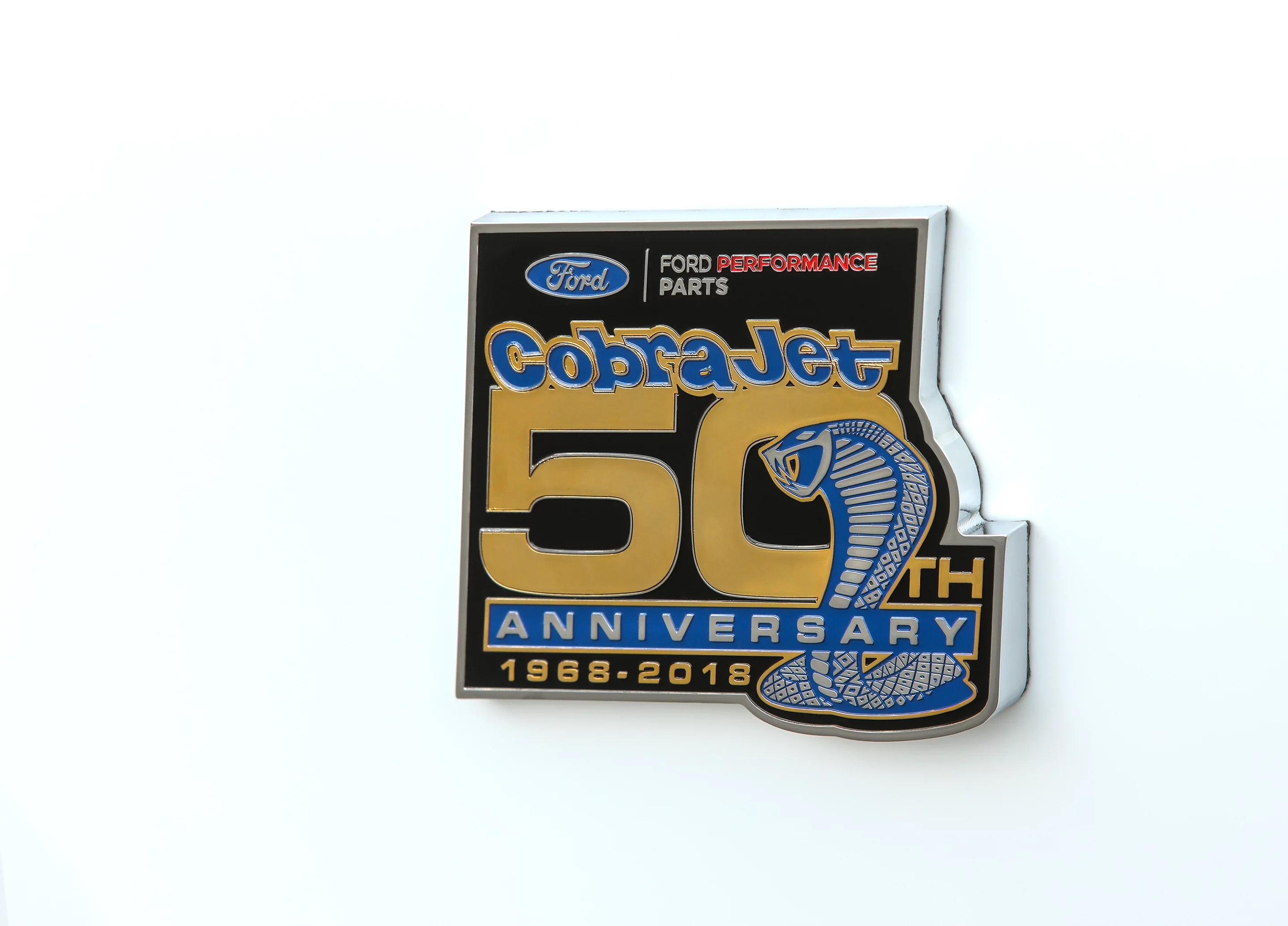 The exclusive badges made for the Cobra Jet celebrate the racing history of this specialized Ford model