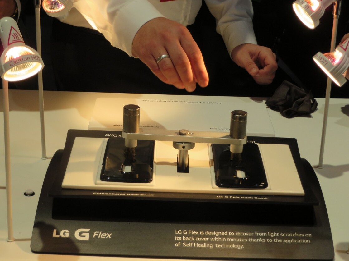 A G Flex back and a conventional backing get scuffed up