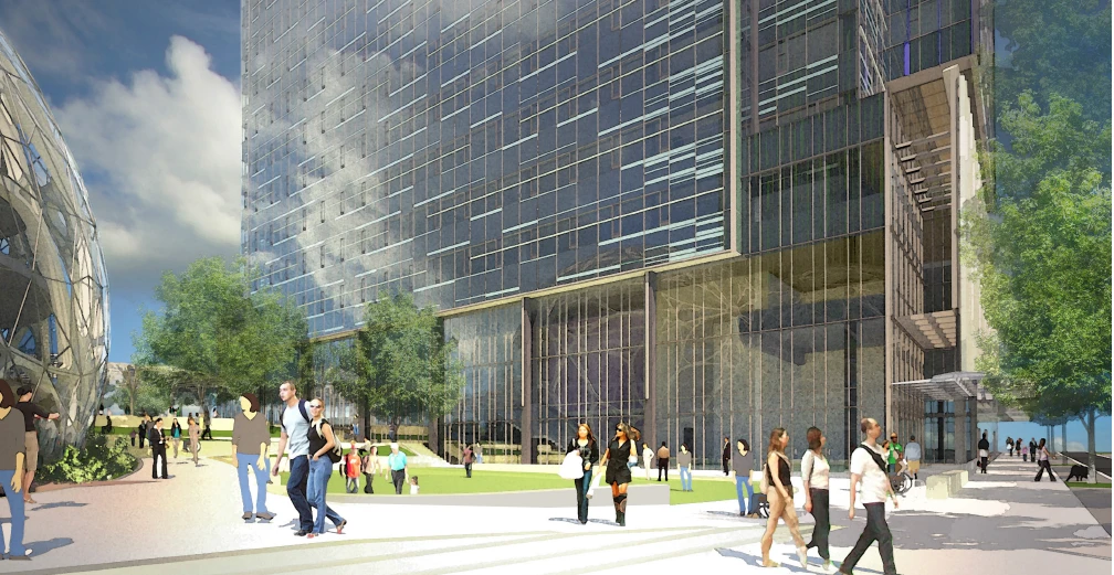 View from7th Ave at midblock open space (Image: NBBJ)