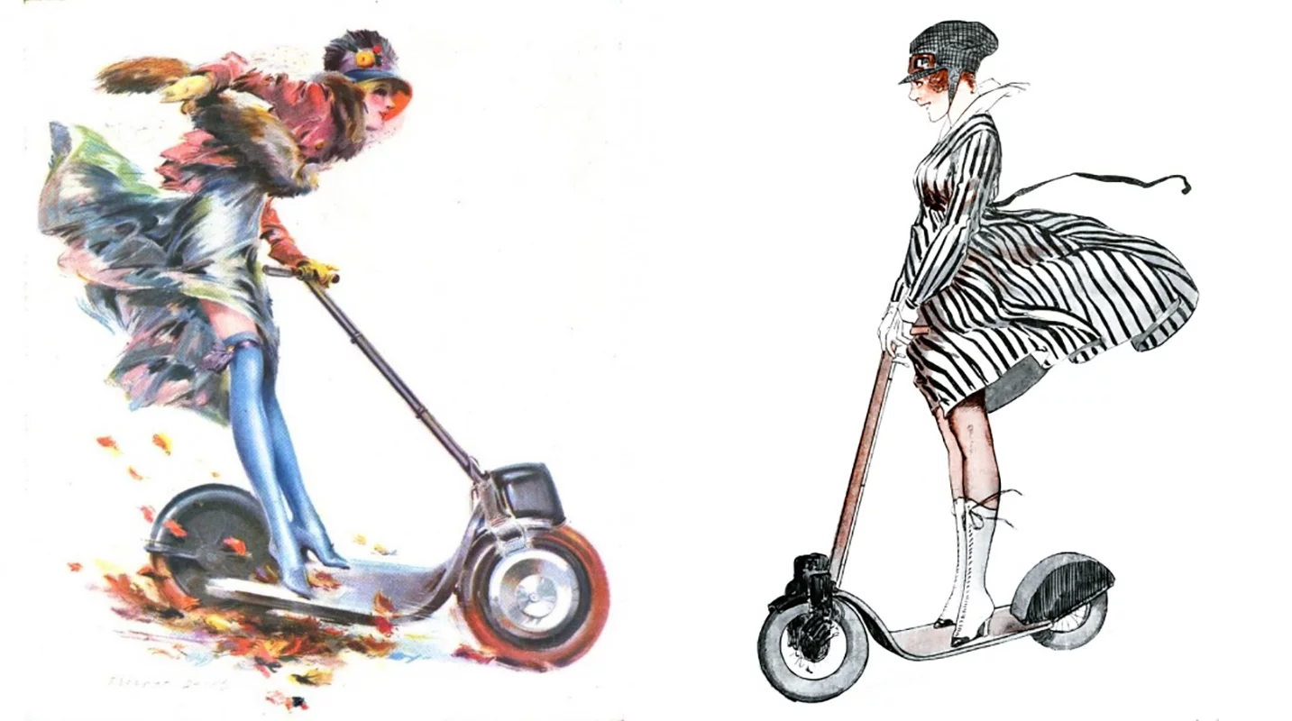 Images promoting the Autoped are clearly aimed at the independent woman of the period
