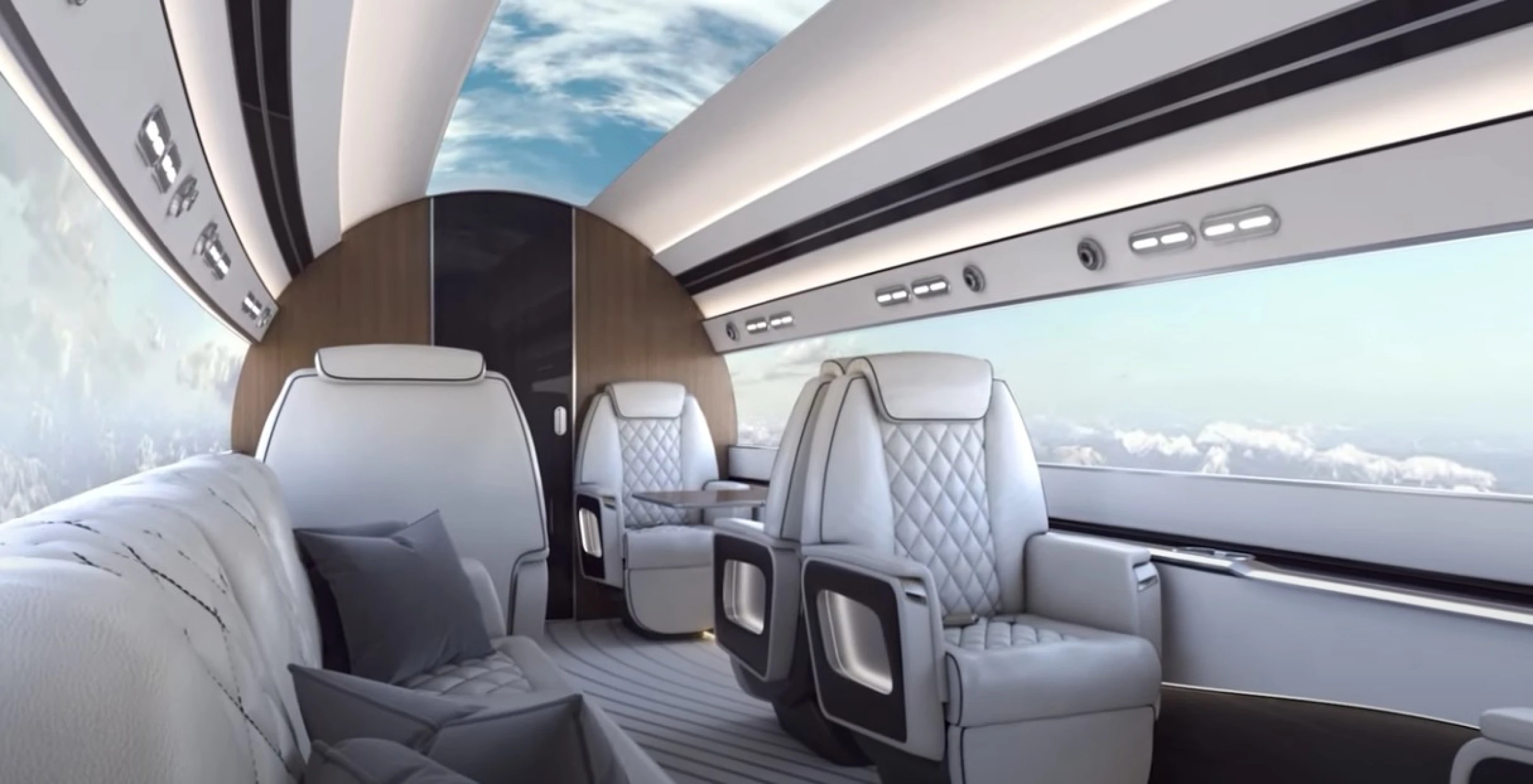 Large Window Less Plane Phantom 3500 redefines flight with windowless transonic efficiency