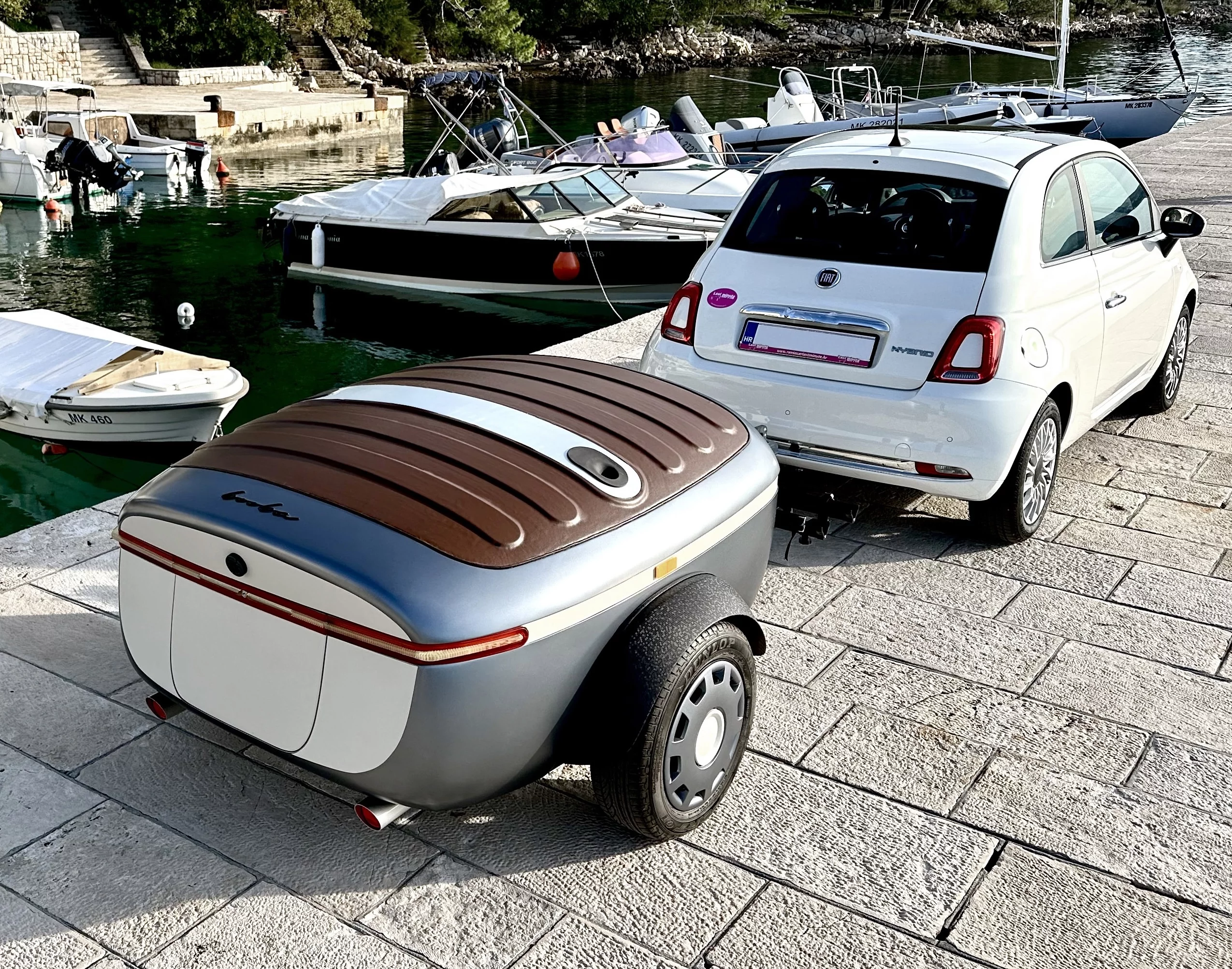 The Booba camping trailer features a composite construction and automotive-inspired styling