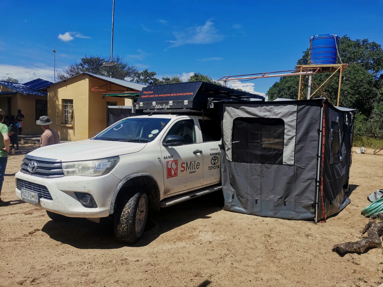 The fully-deployed PreCare system, pictured here with its optional tent walls extended