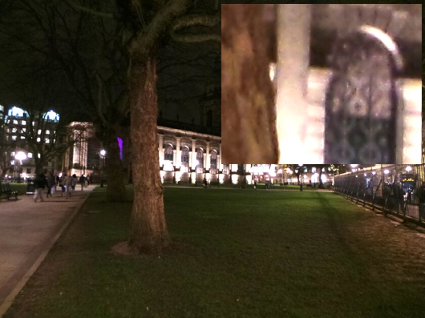 Shot using the Samsung Galaxy Camera in Auto (on a tripod) at ISO 800, 1/8 sec, F2.8 – insert shows a 100 percent crop