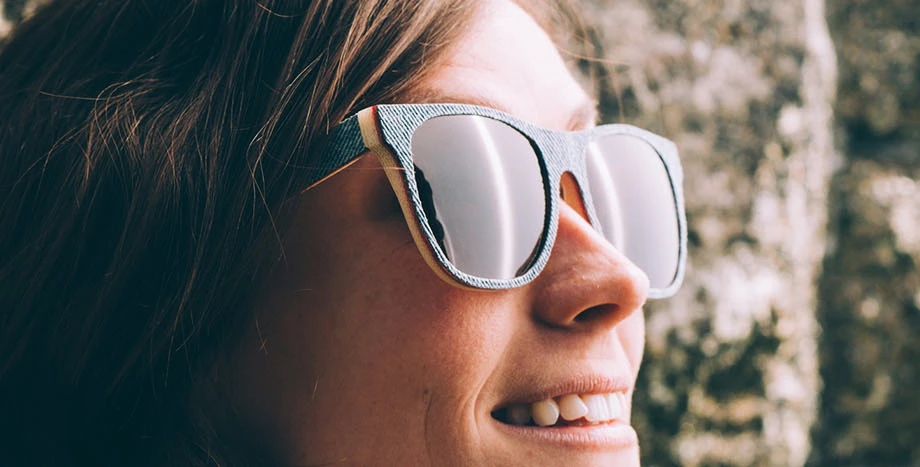 Solid Denim sunglasses are made from resin-bonded layers of denim