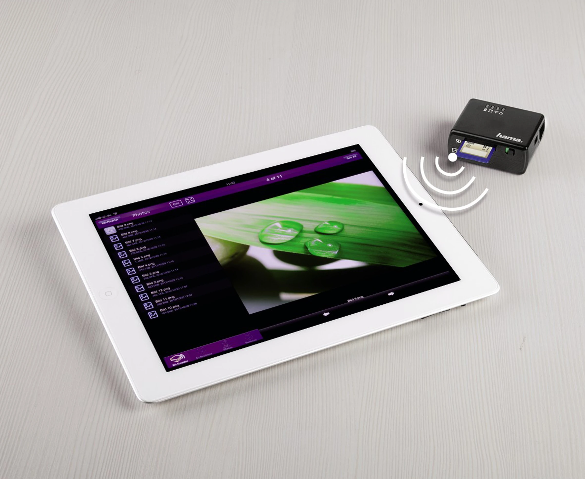 The Hama Wi-Fi Data Reader for Apple Devices means files can be wirelessly accessed by an iPad or iPhone running the companion app