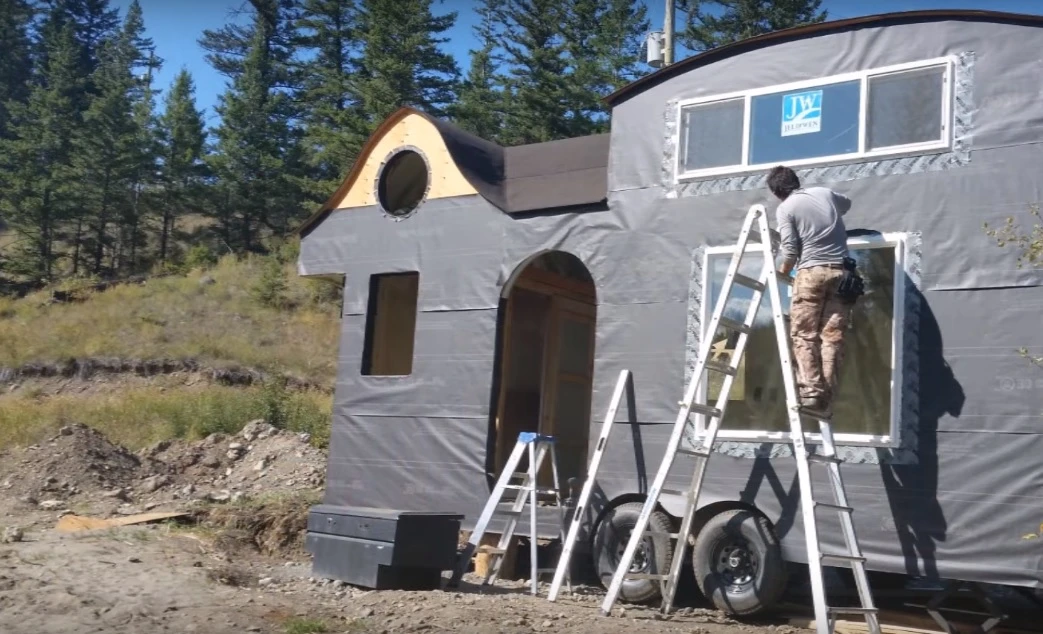 The home is insulated using a closed-cell spray foam insulation