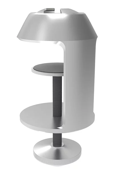 The Mount clamps onto a desk or object, allowing the robot to hold itself up or grasp items