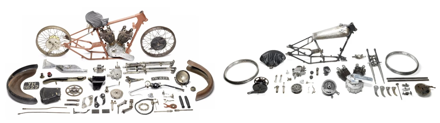 At Bonhams' 2015 Stafford Autumn Sale on 18 October, 2015, a 1927 Brough Superior SS100 Alpine Grand Sport Project sold for US$400,039 (£259,100 - pictured at left), and a 1926 Brough Superior SS100 Alpine Grand Sport Project sold for $365,454 (£236,700 - right)