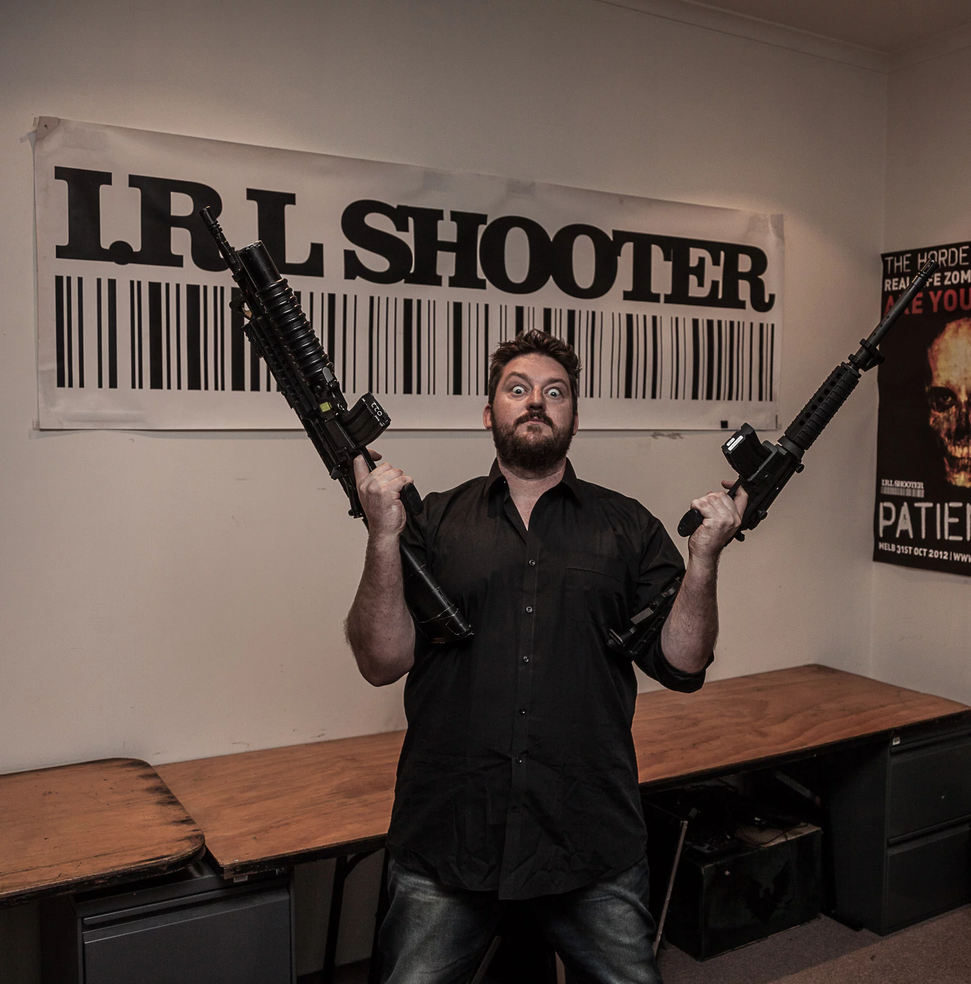 Left: IRLShooter's Mk. 1 weapon. Right: Mk. 2 weapon. Yes, my face always looks like that.