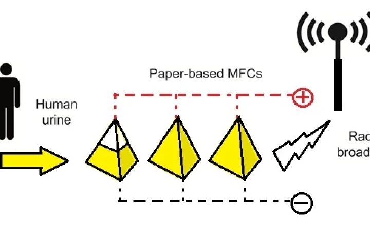 Researchers at the University of the West of England claim to have built a paper-based, urine-fueled emergency radio beacon device