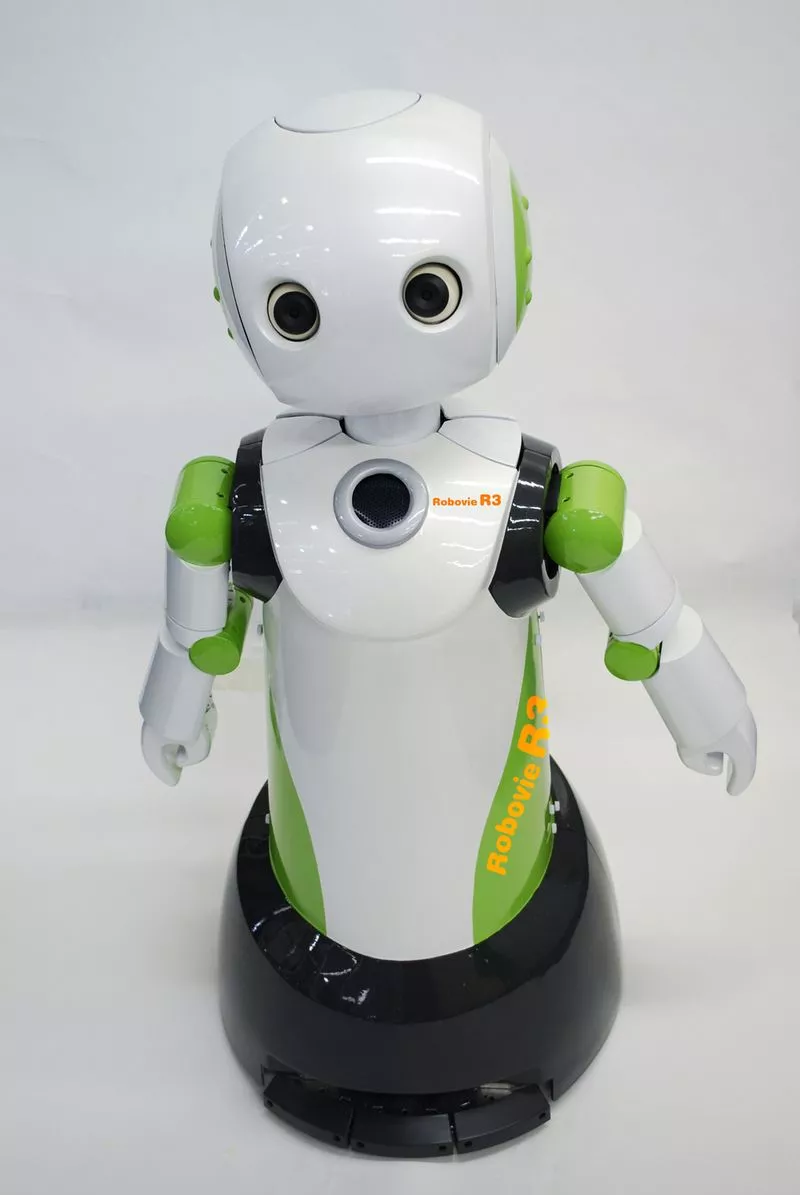 Robovie R3, the most recent generation of ATR's communication robot, features a cuter appearance