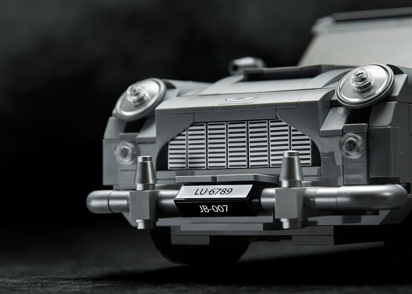 Rotating number plates are one of the authentic touches added to the Lego DB5