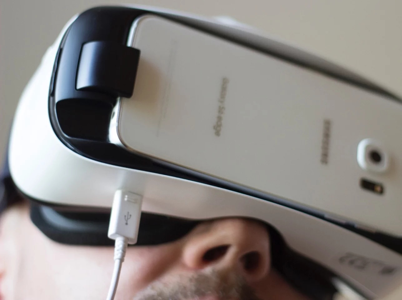 You can use the GS6's charging cable to prevent battery drain in the new Gear VR (though the cable is short, so it's best plugged into a portable charger)