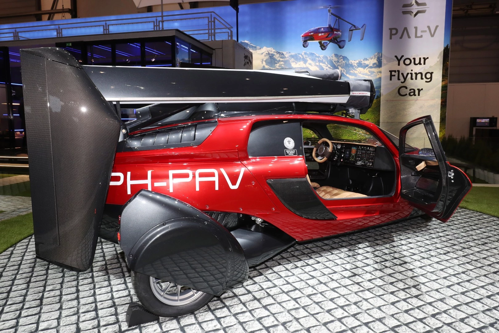The production-ready $600,000 Pal-V Pioneer Flying Car at the Geneva Motor Show