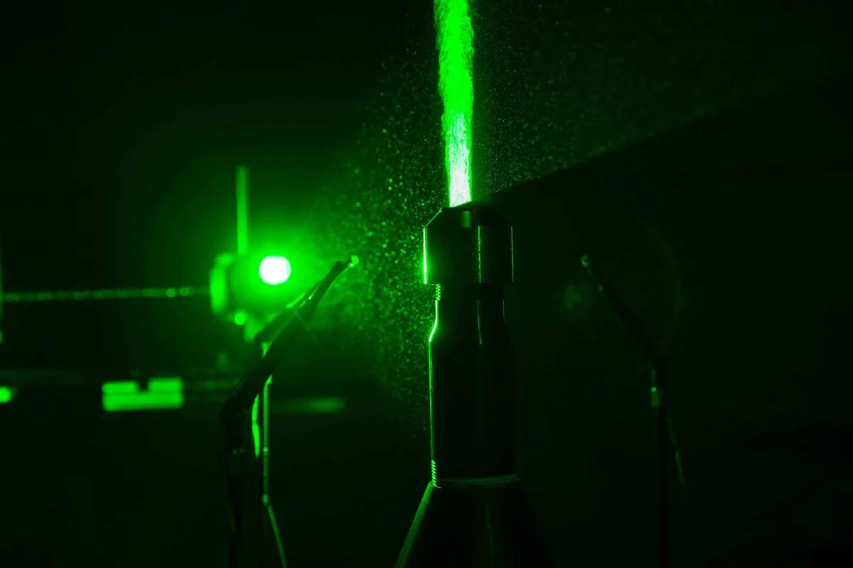 Lasers and other equipment were used to observe and monitor the jet engine noise