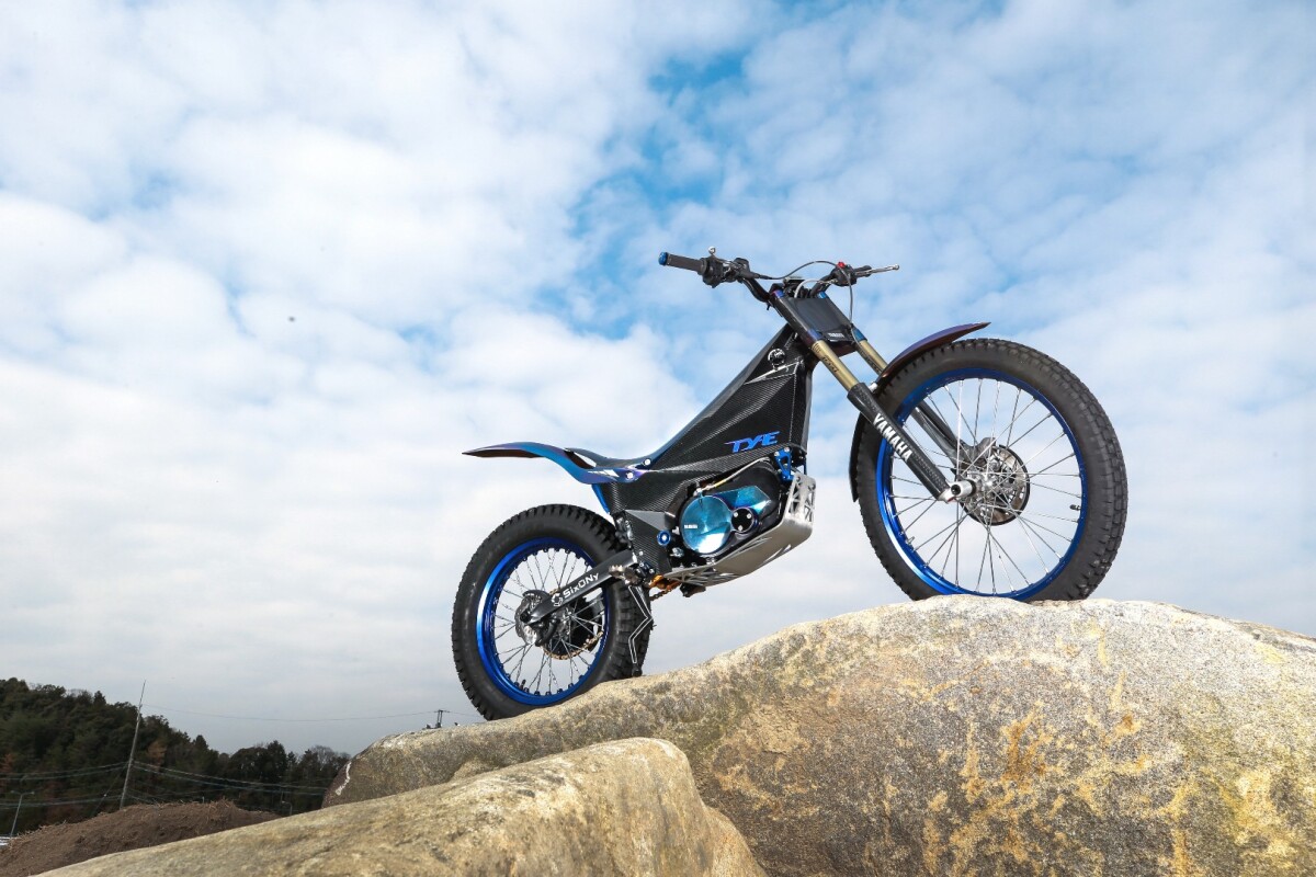 The Yamaha TY-E is a sub-70 kg electric motorcycle with a clutch for trials competition riding