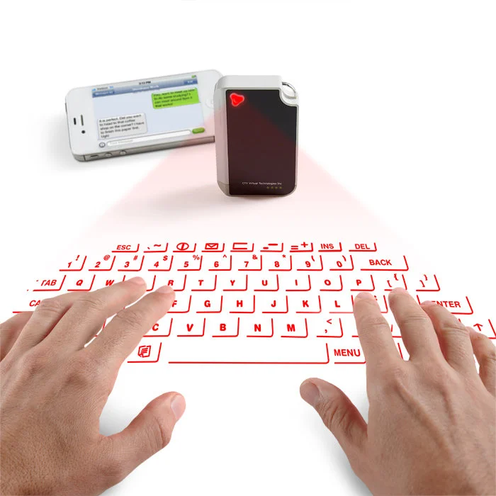 Brookstone has begun taking orders for a new virtual keyboard from CTX, which projects a usable laser keyboard onto any flat surface, all while fitting nicely inside a small keychain
