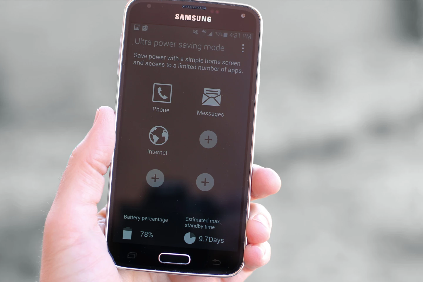 Ultra Power Saving Mode on the GS5 (Photo: Will Shanklin/Gizmag.com)