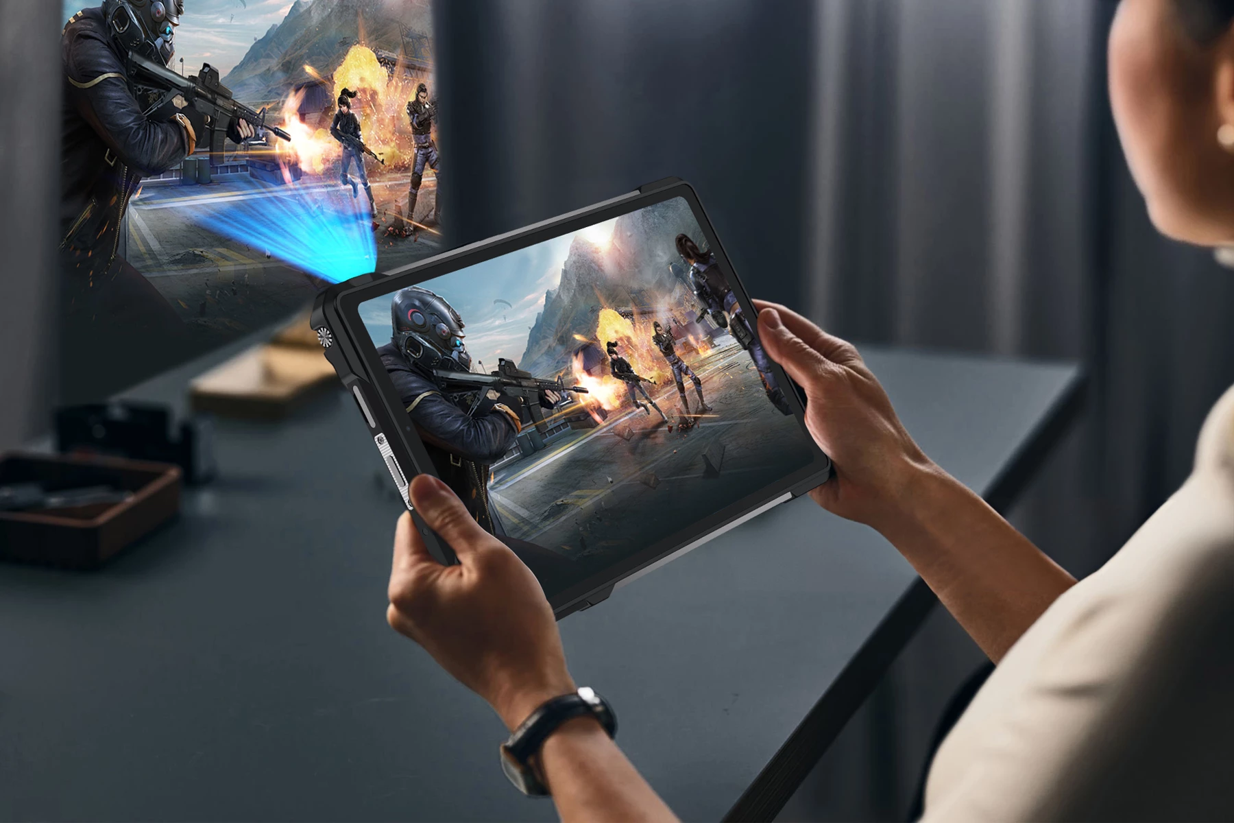 The Tank Pad's pico projector puts out just 100 lumens but is pitched as "perfect for entertainment and presentations, projecting a clear image up to 150 inches"