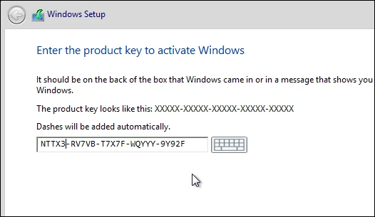 Even though this is a free preview, Microsoft still requires a product key
