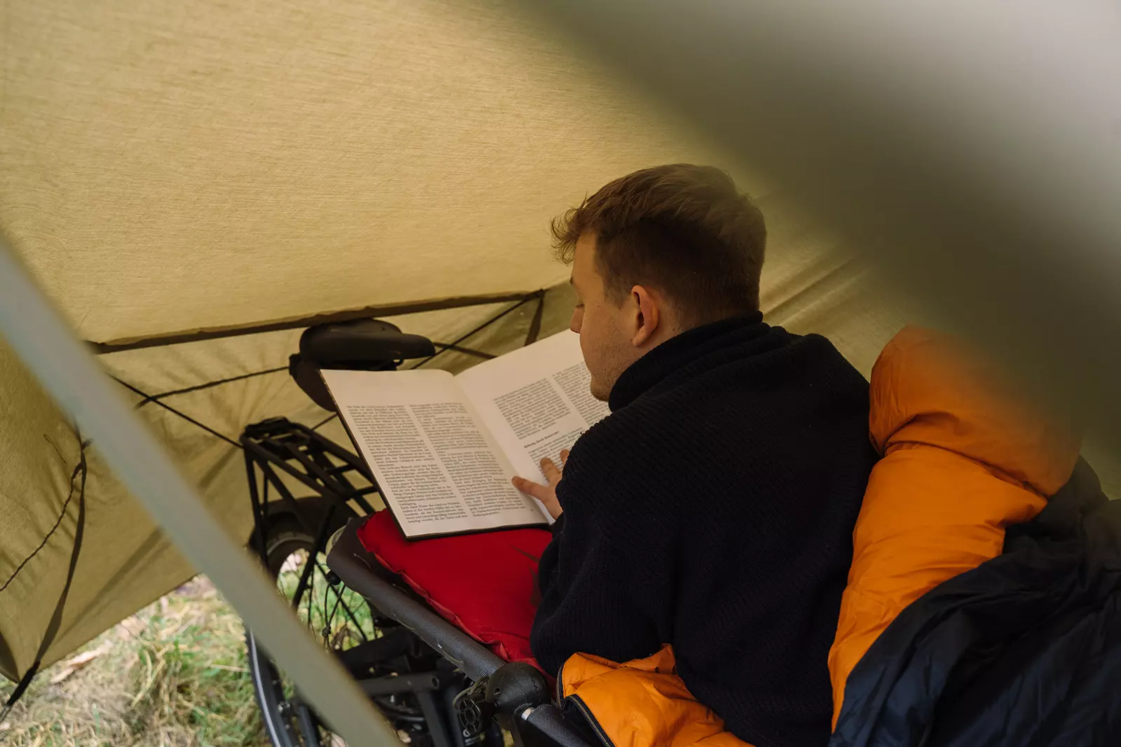 Lying prone on the Spacecamper Bike
